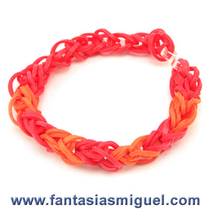 Pulsera Con Ligas Rojo-Naranja