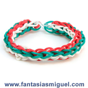 Pulsera Hexagonal Tricolor Con Ligas 15 Septiembre