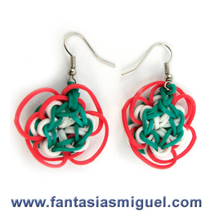 Aretes Flor Con Ligas Tricolor