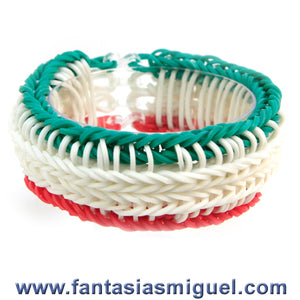 Brazalete Con Litgas  Espina De Pescado Tricolor Fiesta Mexicana