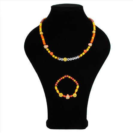 Juego Collar Y Pulsera Naranja/Amarillo