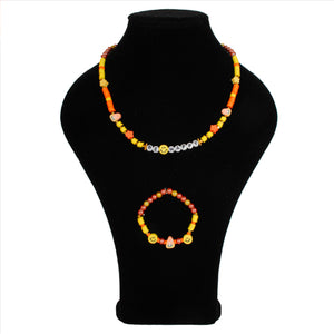 Juego Collar Y Pulsera Naranja/Amarillo