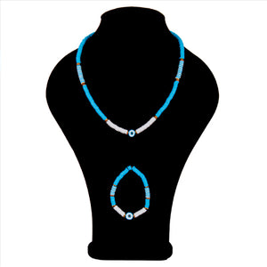 Juego Collar Y Pulsera Azul