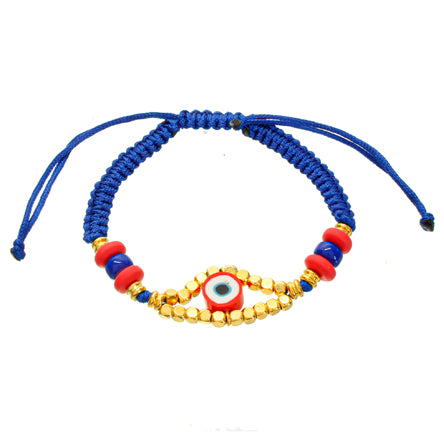 Pulsera Tejida Ojo Azul/Rojo