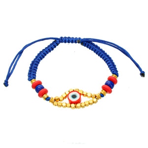 Pulsera Tejida Ojo Azul/Rojo