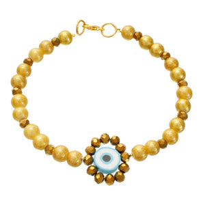 Pulsera Perlas Con Destellos Oro