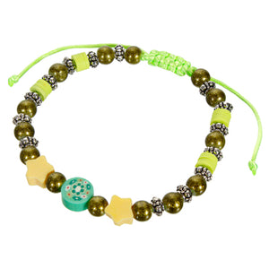 Pulsera Perlas Verdes Con Estrella