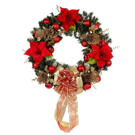 Corona Con Pick De Navidad Con Cascabel Y Nochebuenas