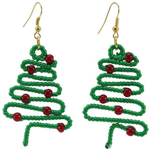 Aretes Con Pinitos Navideños