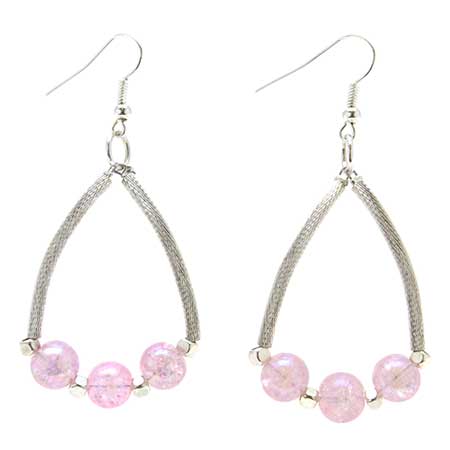 Aretes Plata Con Cristales Rosa