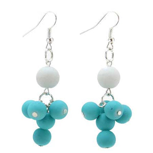 Aretes Caucho Blanco-Turquesa