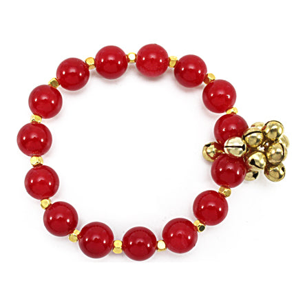Pulsera Rojo -Oro Con Cascabeles