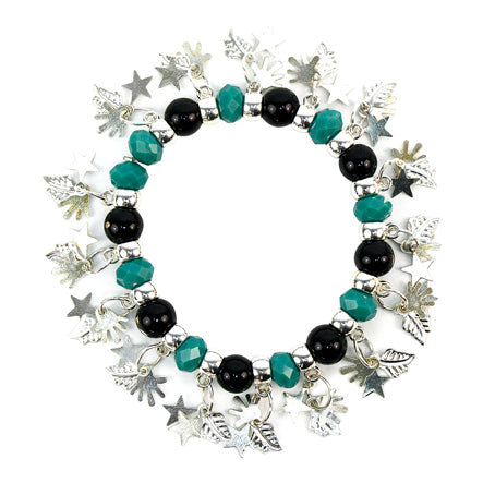 Pulsera Negro Jade Con Dijes Plata
