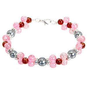 Pulsera Plata Y Rosa Con Rojo