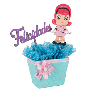 Centro De Mesa Muñequita Con Pick Felicidades