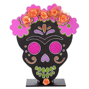 Calavera Con Flores Naranja