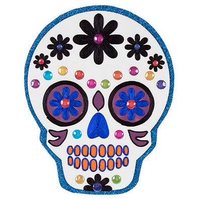 Fantasías Miguel Clave:EO182 Calavera Con Flores Blanco/Azul