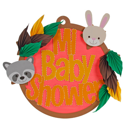 Letrero Baby Shower Animalitos Selva