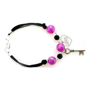 Pulsera Con Dije De Llave, Fiusha -Negro