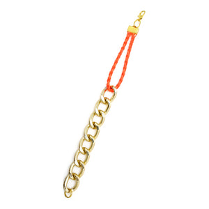 Pulsera Con Cadena Y Cordón Trenzado Naranja