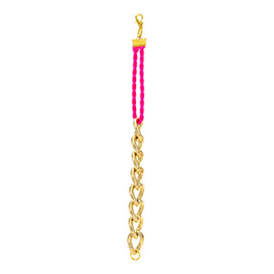 Pulsera Con Cadena Y Cordón Trenzado Rosa