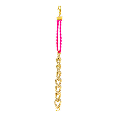 Fantasías Miguel Clave:ER1169 Pulsera Con Cadena Y Cordón Trenzado Rosa