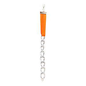 Pulsera Con Cadena Y Listón Popotillo Naranja
