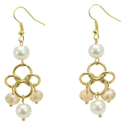 Aretes Con Cadena Y Perlas