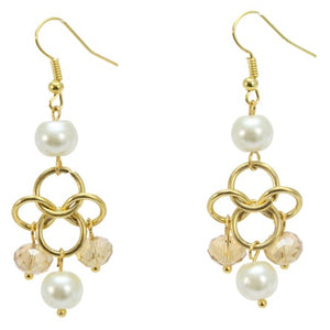 Aretes Con Cadena Y Perlas