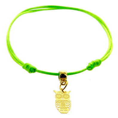 Fantasías Miguel Clave:ER1510 Pulsera Cordón Verde Con Dije Búho