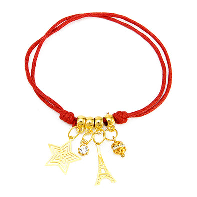 Fantasías Miguel Clave:ER1521 Pulsera Roja Con Dijes Oro