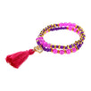 Fantasías Miguel Clave:ER1527 Pulsera Fiusa-Morado Con Borla Y Dije Corazón