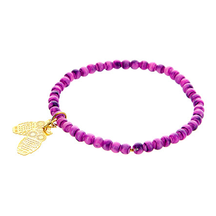 Pulsera Morada Con Dije De Búhos
