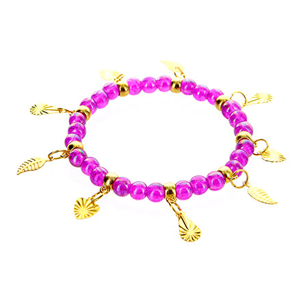 Pulsera Morada Con Dijes