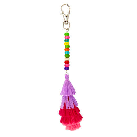 Llavero Cuentas Vintage Con Borlas