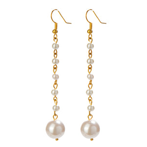 Aretes De Perlas Rosa-Marfil