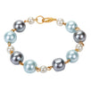 Fantasías Miguel Clave:ER1617 Pulsera De Perlas Azul Claro-Gris