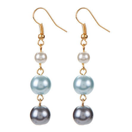 Aretes De Perlas Azul-Gris