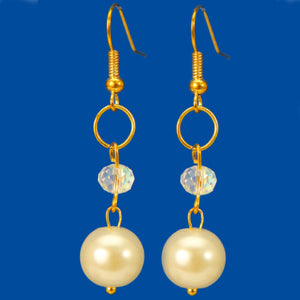 Aretes Oro Con Perlas Marfil
