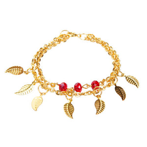 Pulsera Oro Con Dijes De Hojas