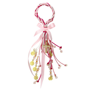 Recuerdo Rosa-Fiusha Con Cruz Y Dijes Baby