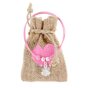 Bolsita De Yute Con Pulsera De De Cordón Y Dije Ángel