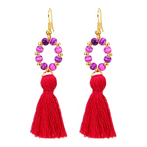 Aretes Amatista Con Borla Fiusha