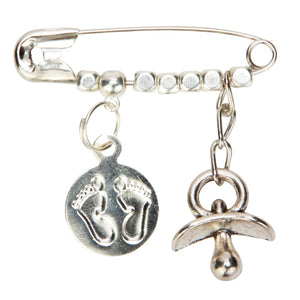 Distintivo Plata Con Dije Piesitos Y Dije Chupón