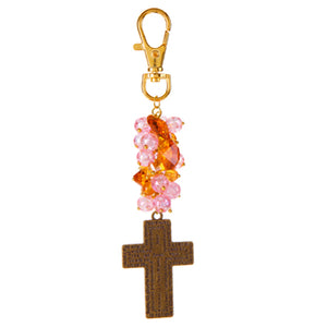 Colgante Para Llavero Con Cruz Padre Nuestro Y Cristales