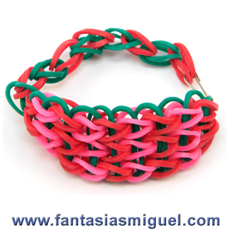 Pulsera Con Ligas Agua,Rosa,Rojo
