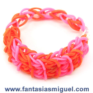 Pulsera Con Ligas Zipper Rosa-Naranja