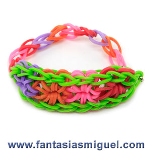 Pulsera Con Ligas Estrella Lima-Rojo-Naranja-Morado