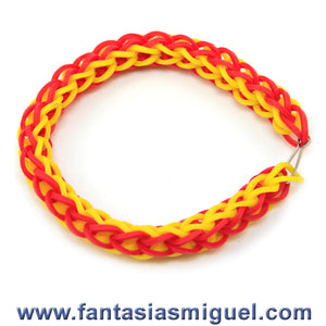 Pulsera Con Ligas Cadena Doble Amarillo-Rojo