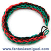 Fantasías Miguel Clave:ER469 Pulsera Con Ligas Cadena Hexagonal Rojo- Agua- Negro